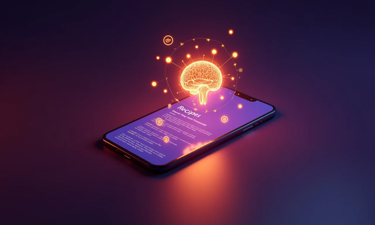 Inteligência Artificial e personalização em apps de receitas.