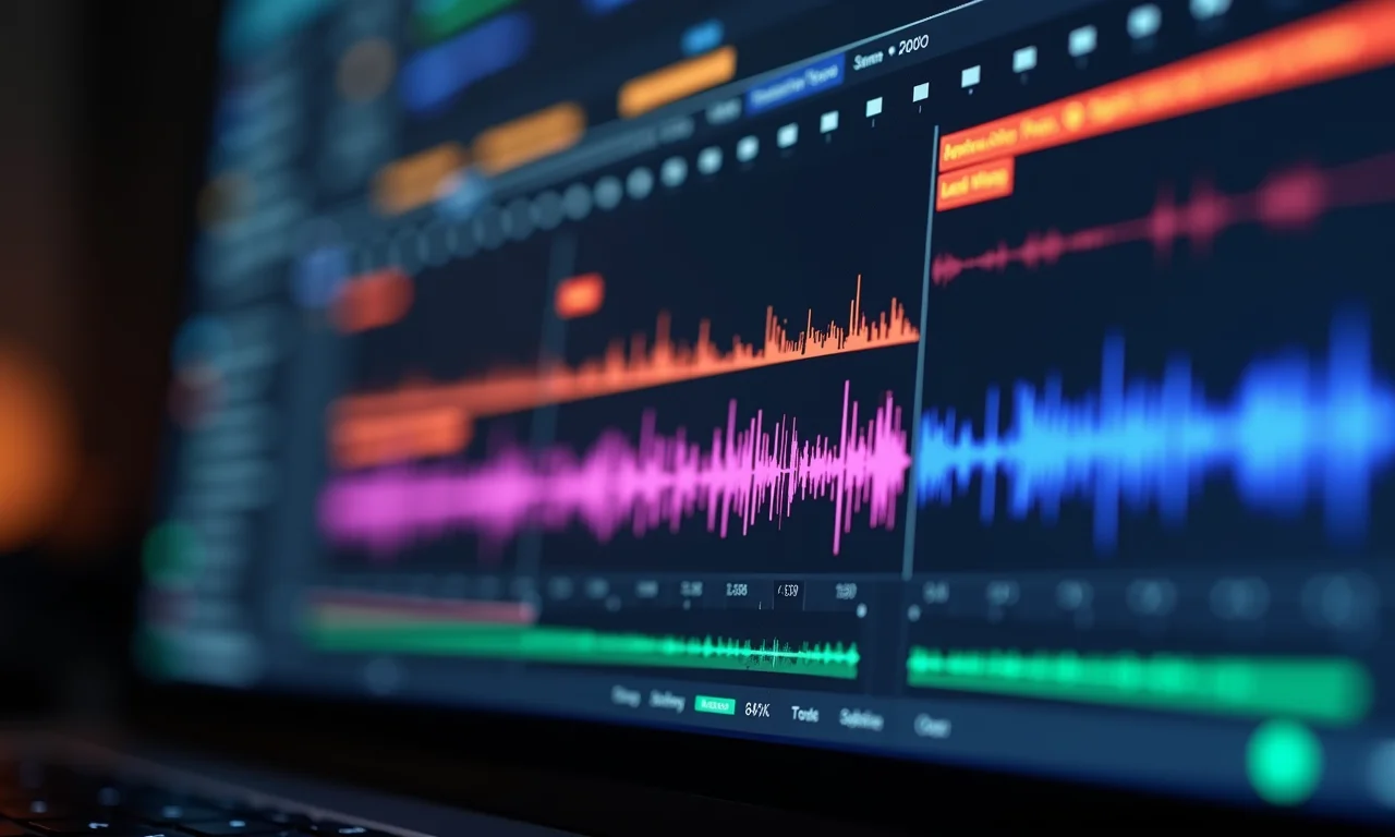 Interface de software de edição de áudio profissional.