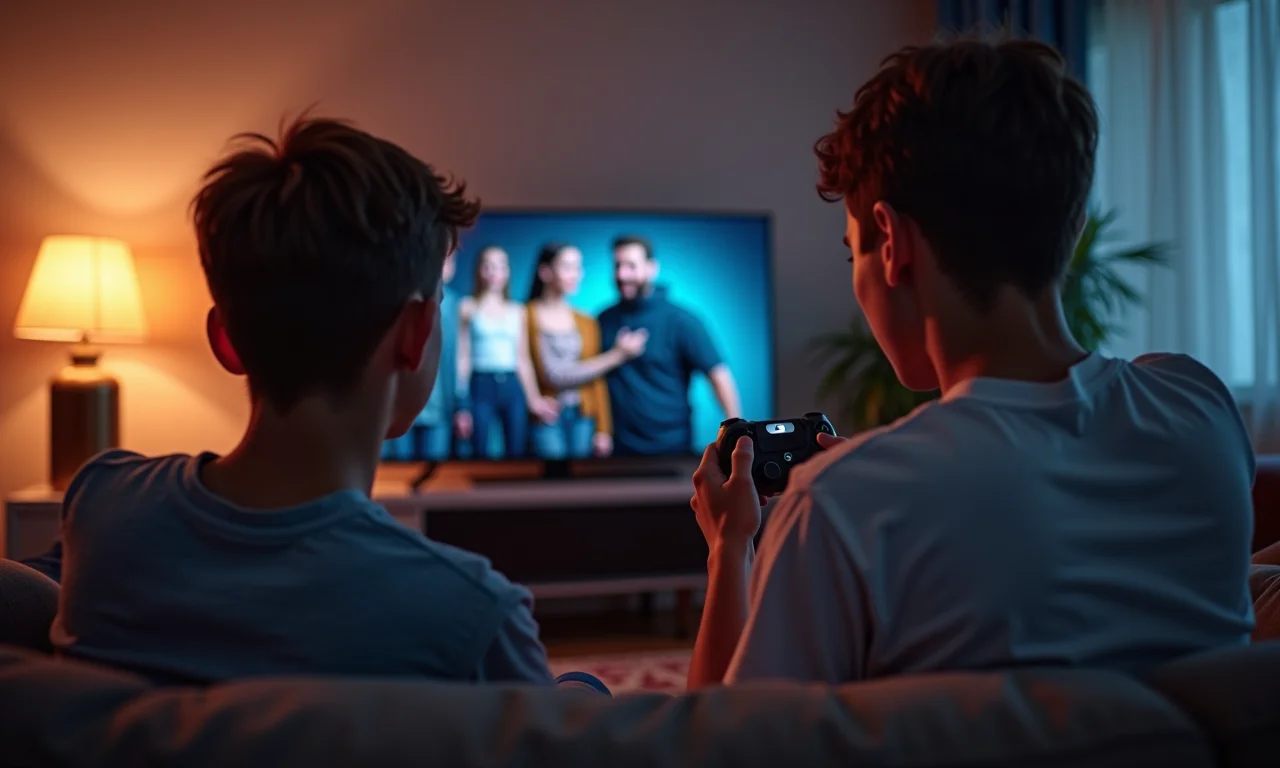 Jovem testando console de videogame recondicionado em casa.