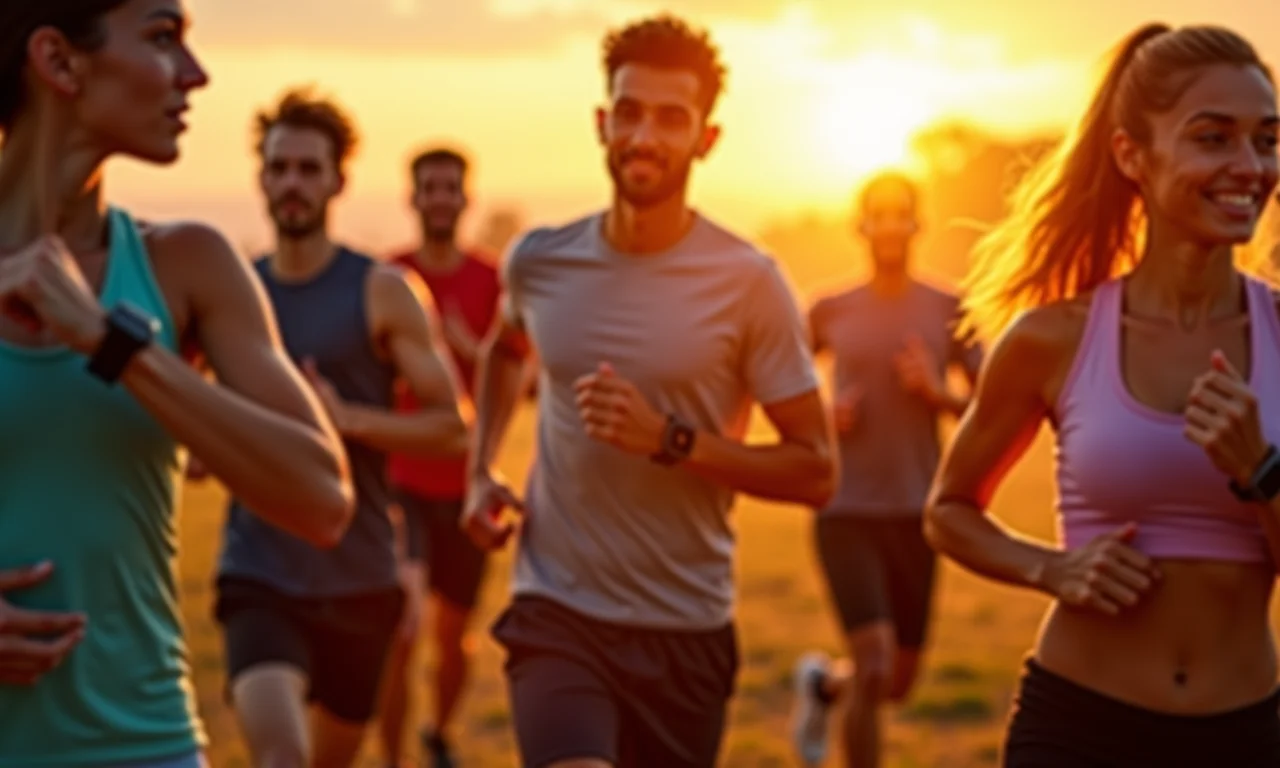 Jovens praticando exercícios com smartwatches.