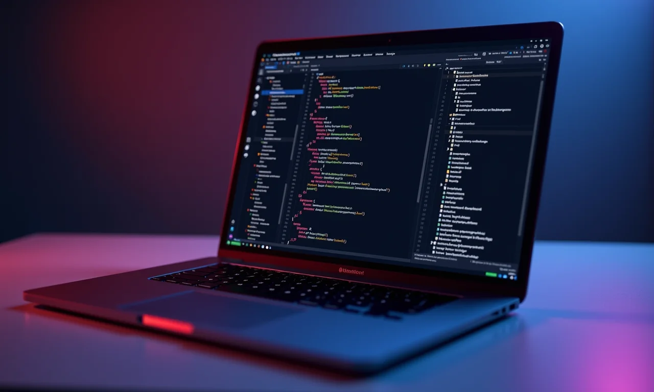 Laptop mostrando um ambiente de desenvolvimento React