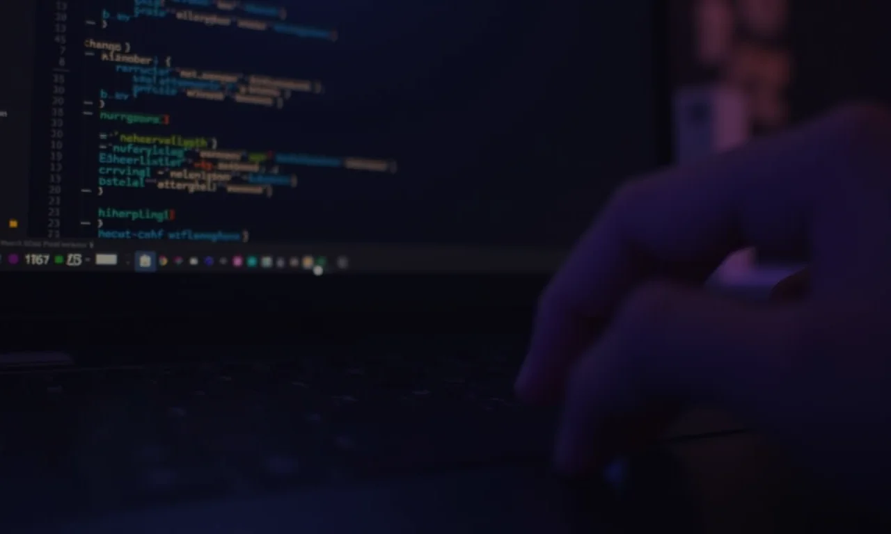 Mãos digitando comandos npm em um laptop.