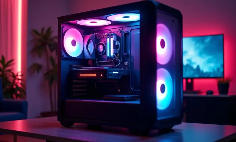 PC gamer de alta performance com iluminação RGB