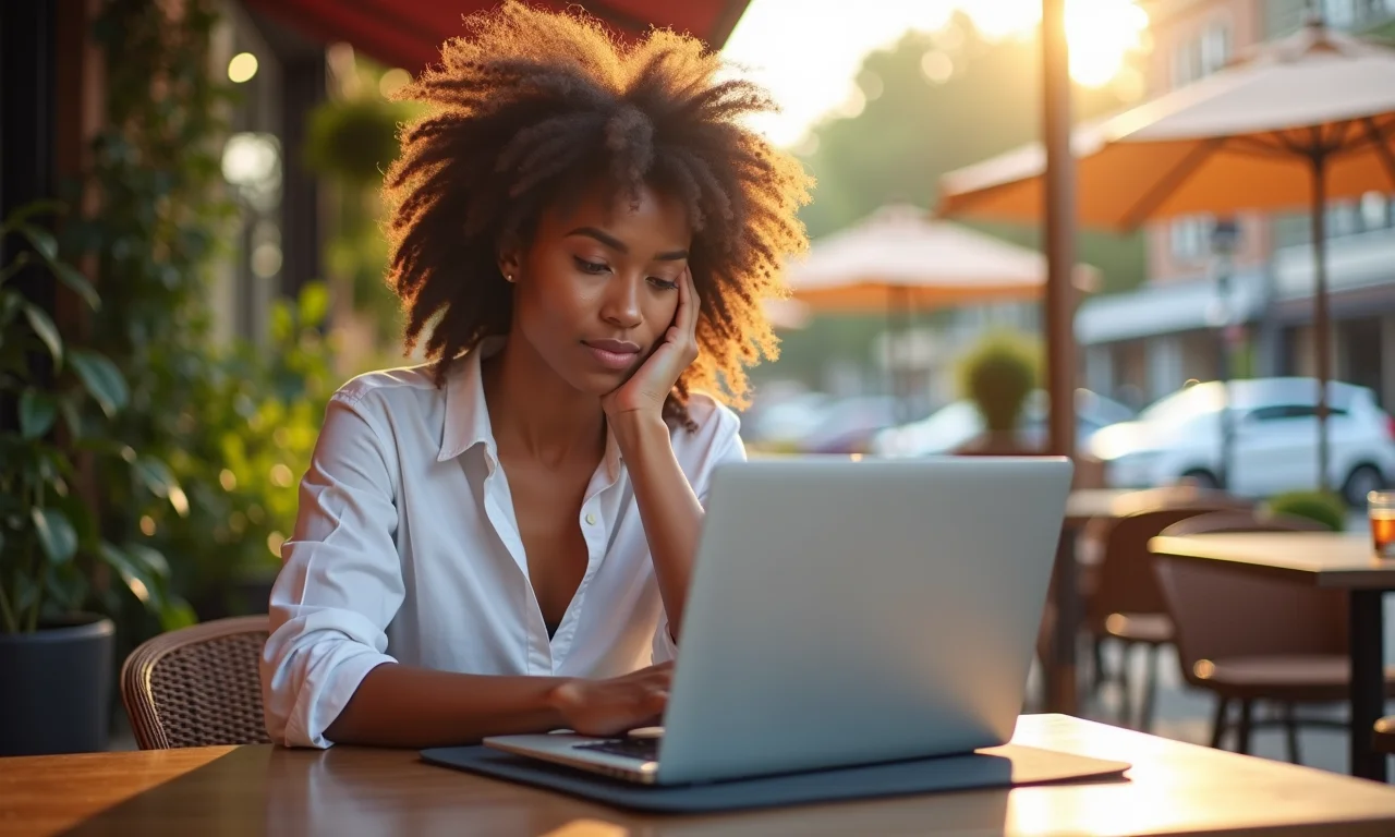 Pessoa usando laptop em ambiente quente