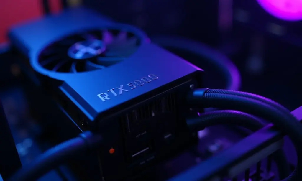 Placa de vídeo RTX 5000 instalada em PC gamer de última geração