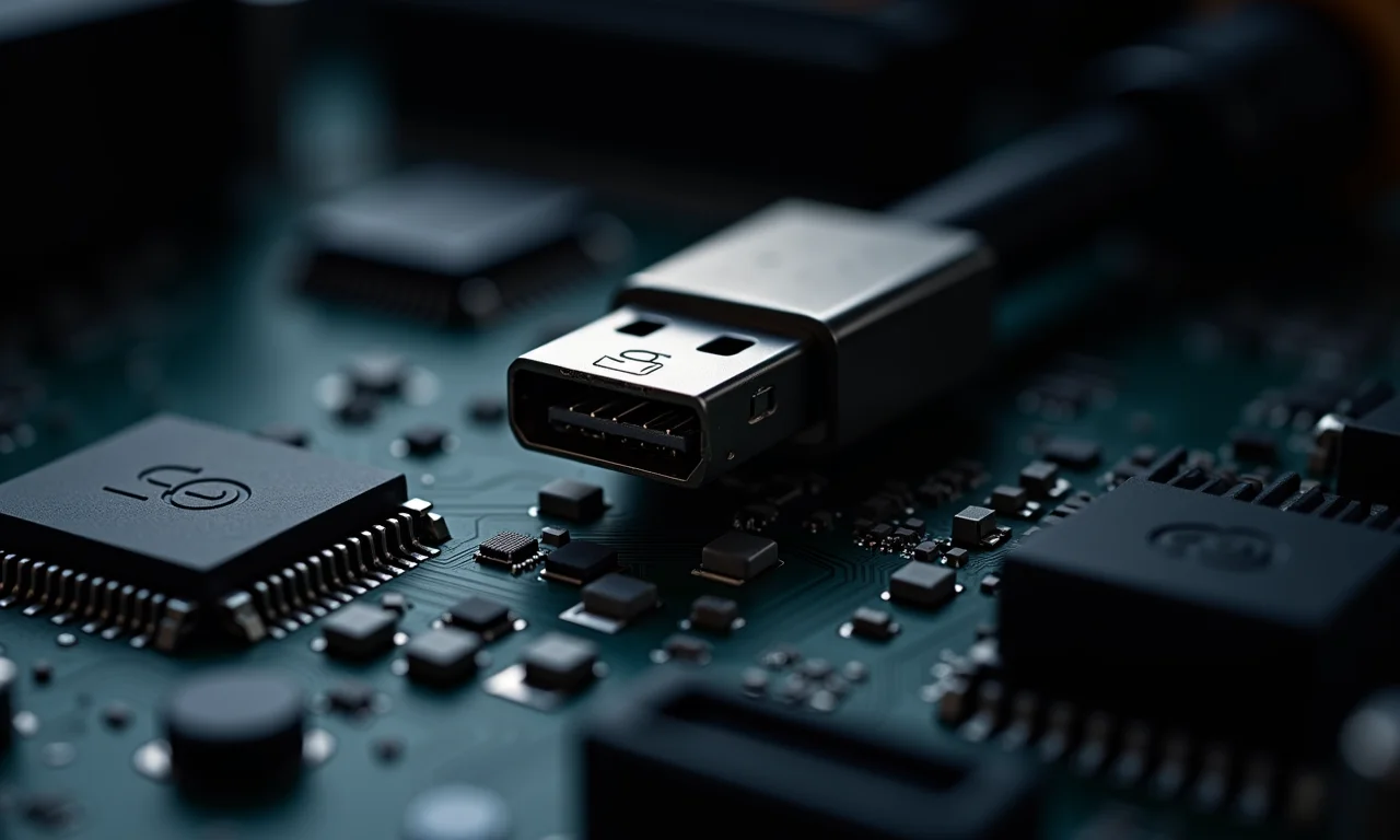 Porta USB danificada em uma placa mãe de PC