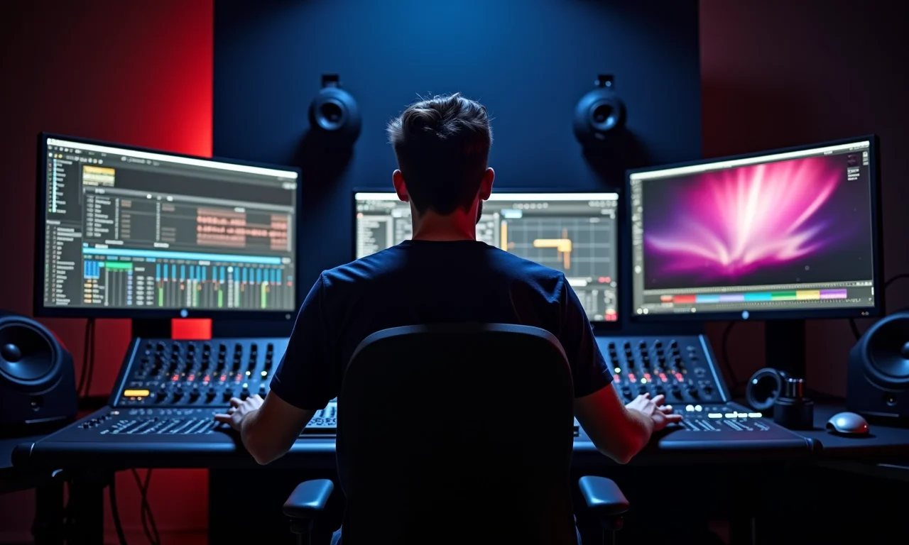 Produtor musical famoso utilizando processador potente.