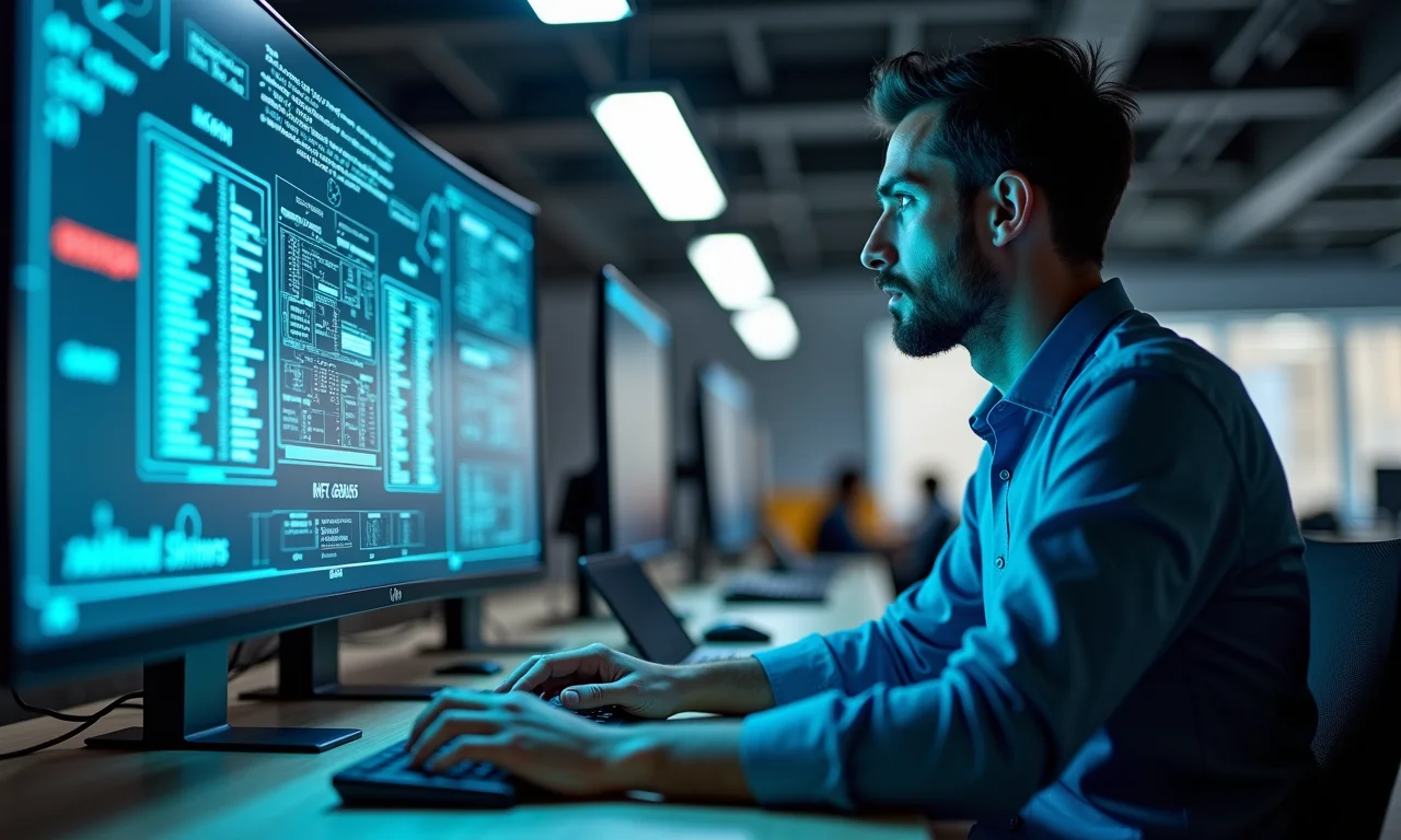 Profissional analisando dados de memória.