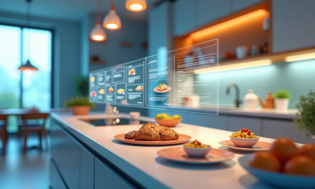 Realidade Aumentada na cozinha com apps de receitas.