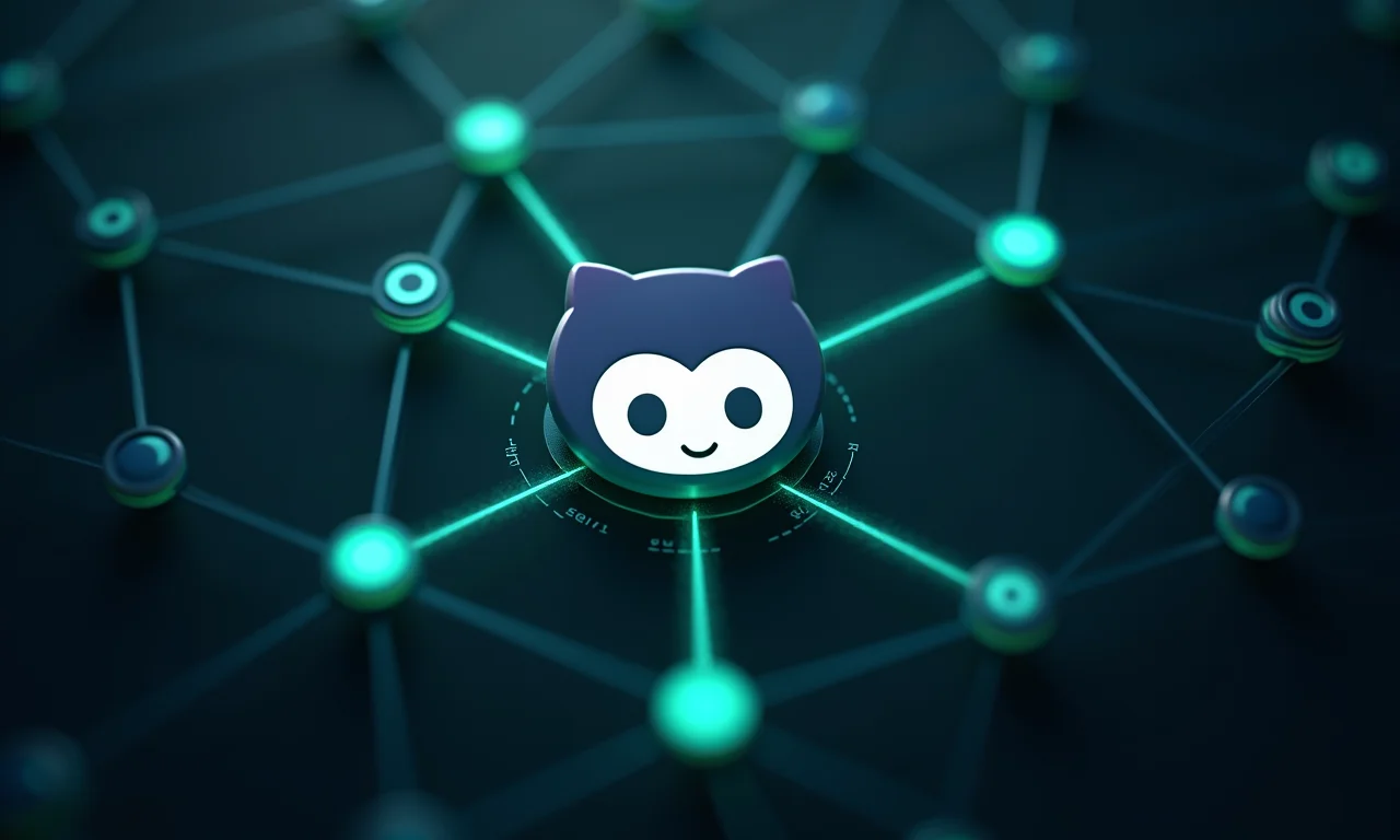 Repositório GitHub representado visualmente como uma rede
