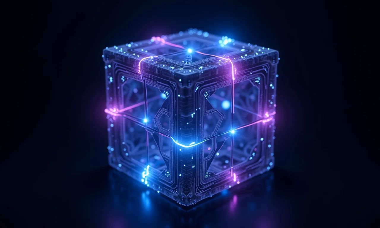 Representação abstrata de circuitos formando um cubo