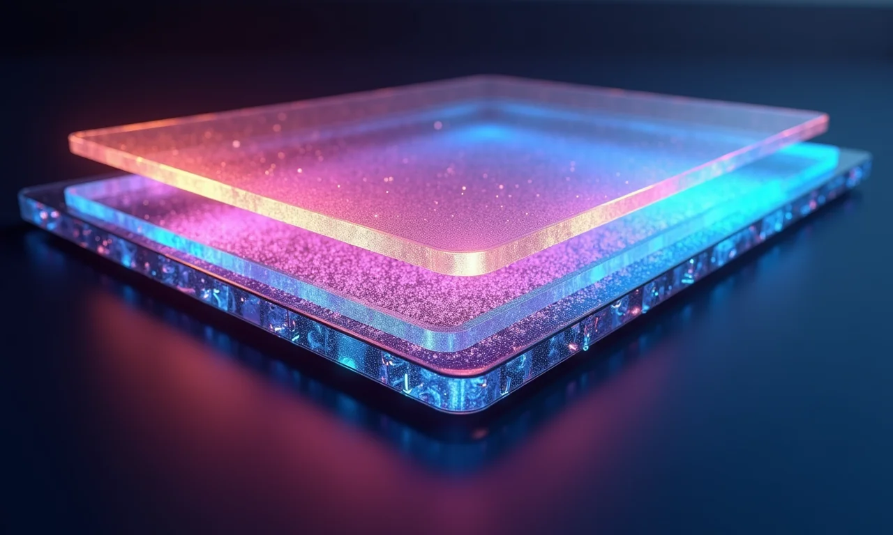 Representação interna da tecnologia QD-OLED mostrando a integração de pontos quânticos e OLED.