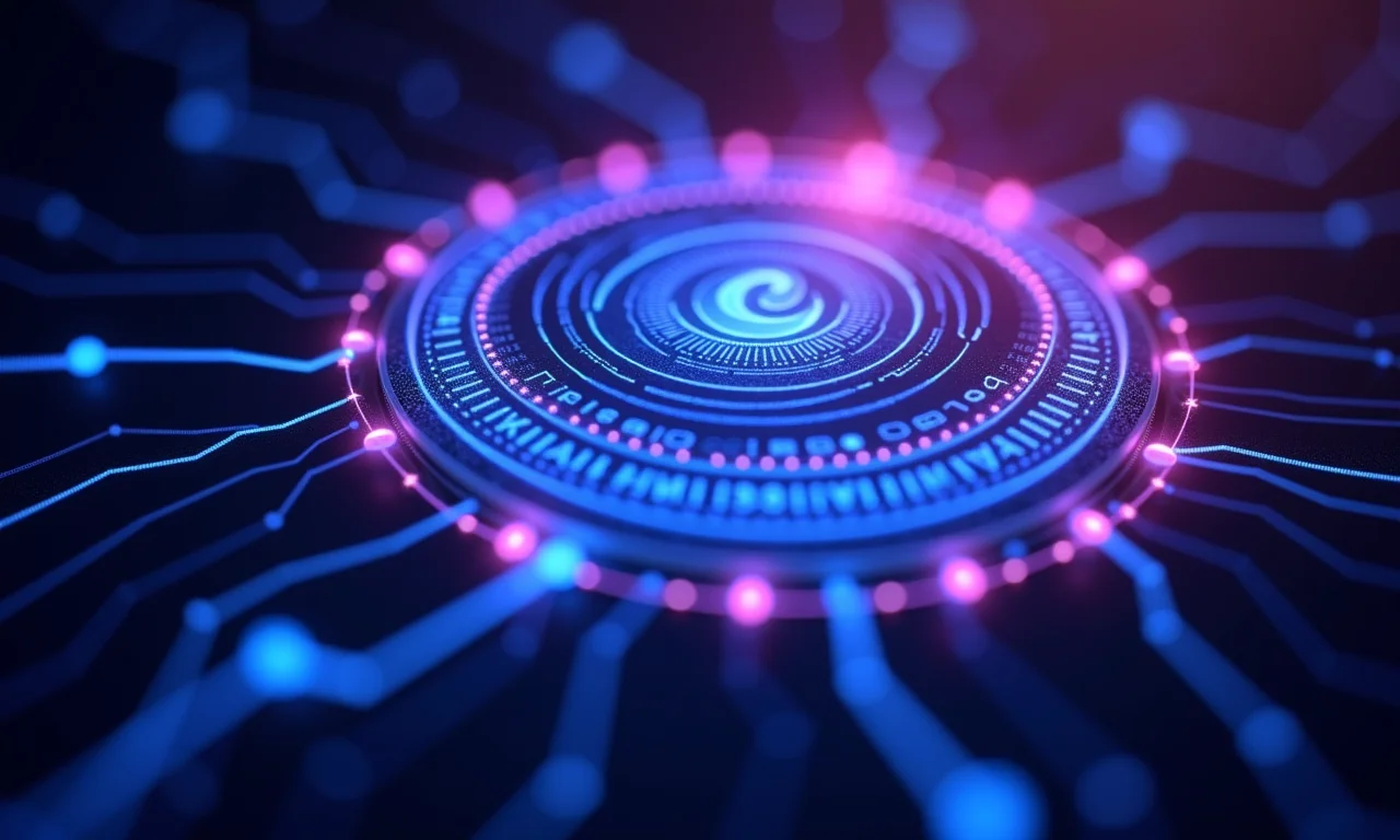 Representação visual abstrata de uma criptomoeda.