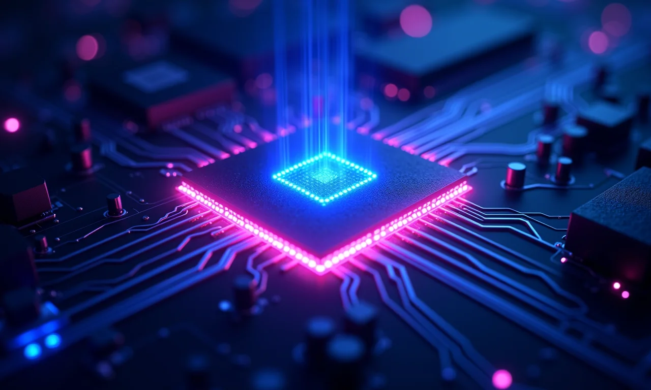 Representação visual de um chip de processador moderno.