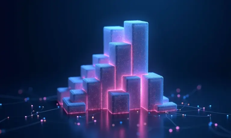 Representação visual de uma pilha de dados em tecnologia.