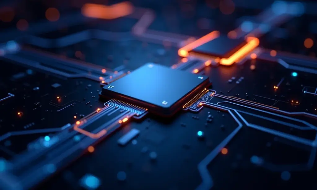 Representação visual do conceito de barramento de memória em computadores.