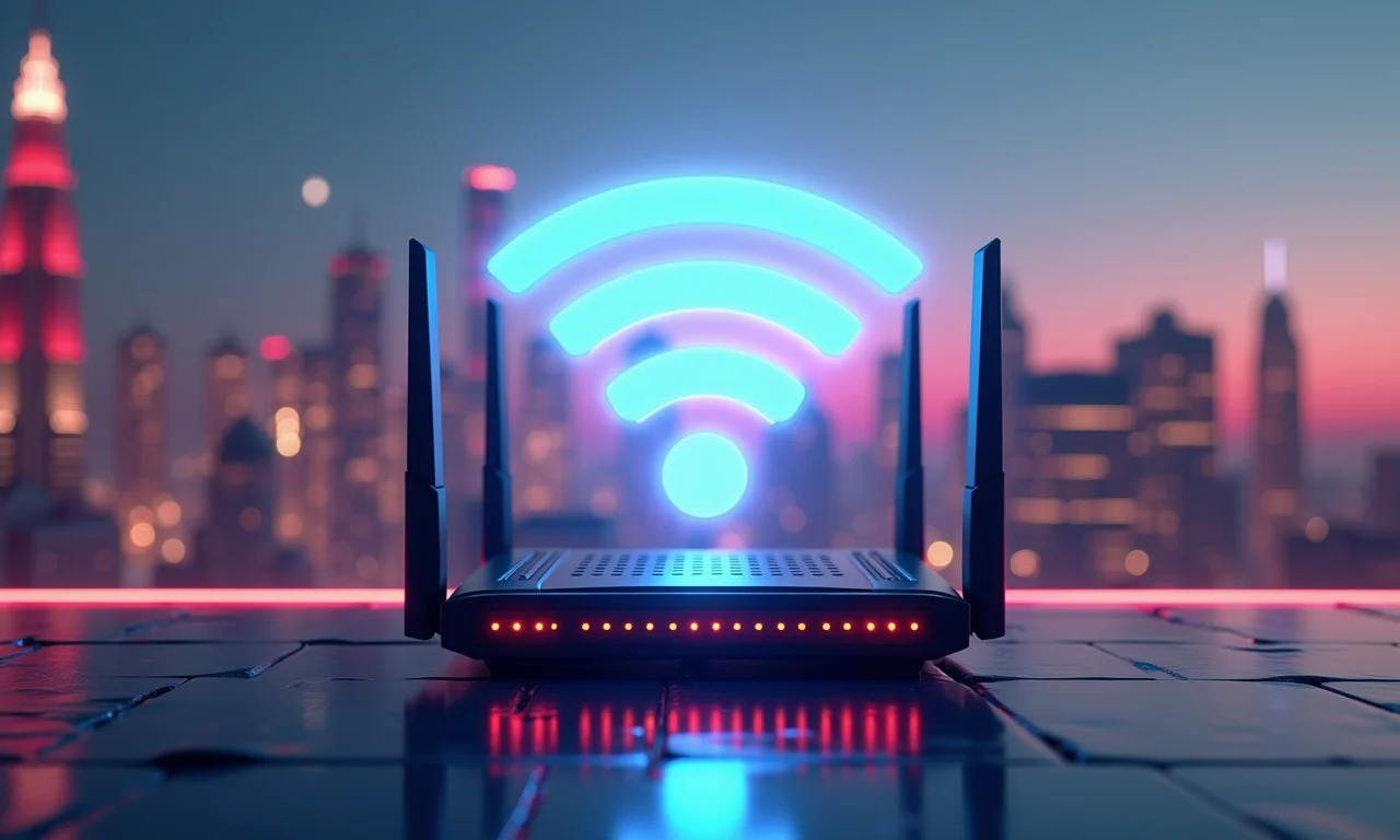 Roteador moderno emitindo sinais Wi-Fi