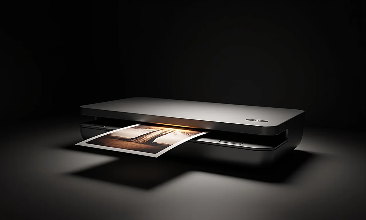 Scanner de mesa PC digitalizando uma fotografia antiga.