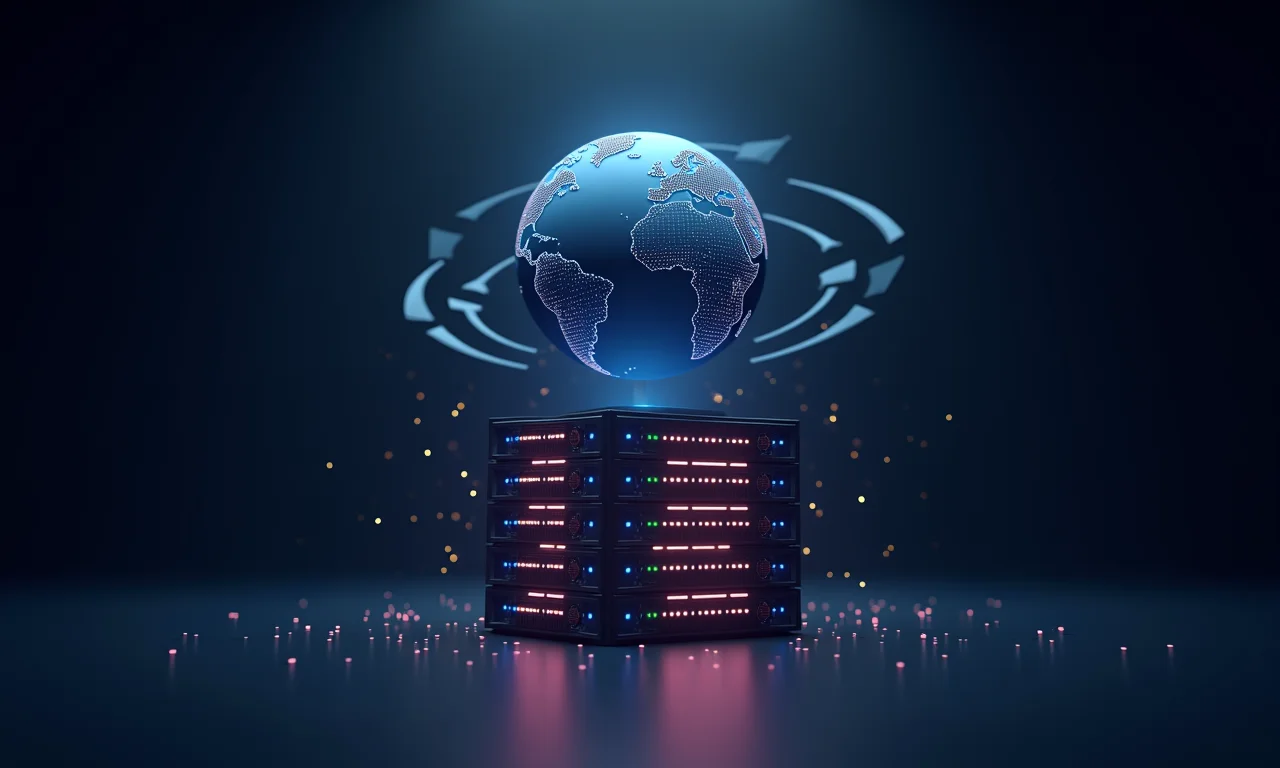 Servidor conectado a um globo representando acessibilidade global