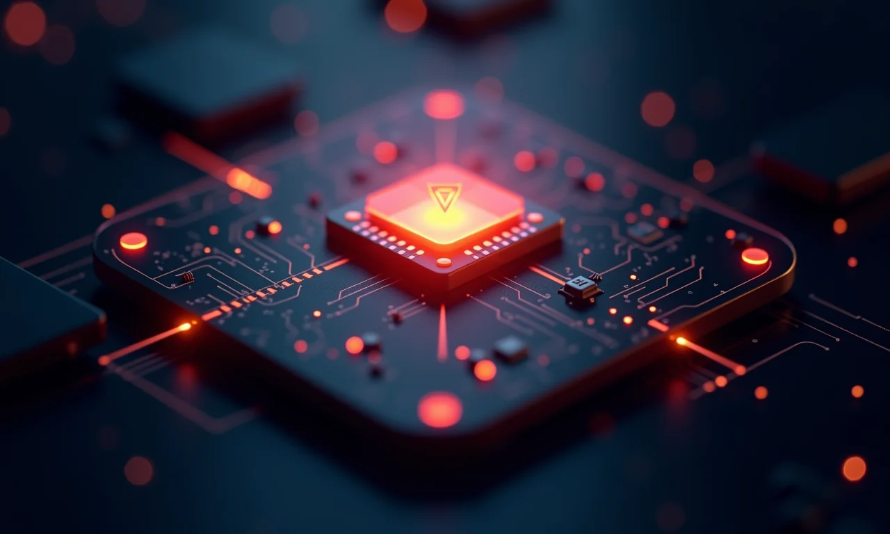 Sistema embarcado seguro com chaves de criptografia e escudo brilhante.