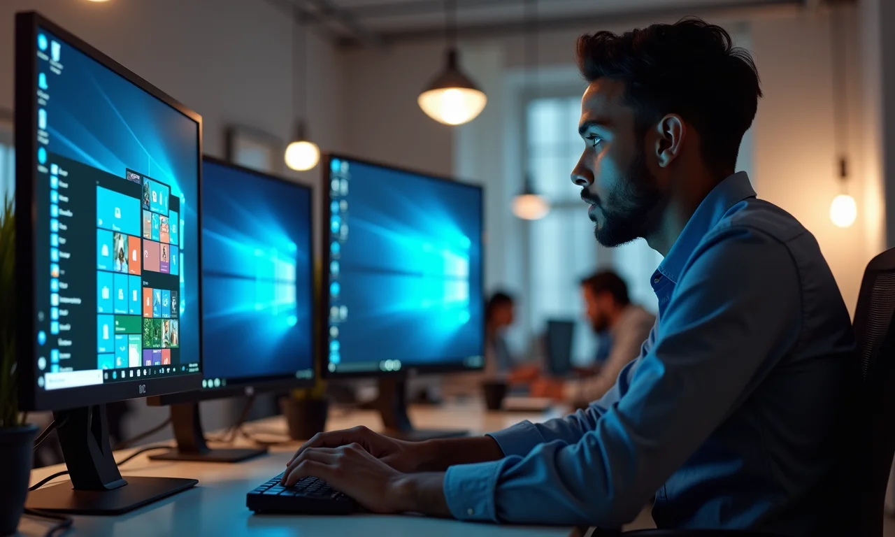 Usuário trabalhando com Linux e Windows