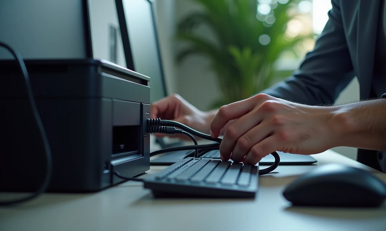 Verificação de cabos de impressora.