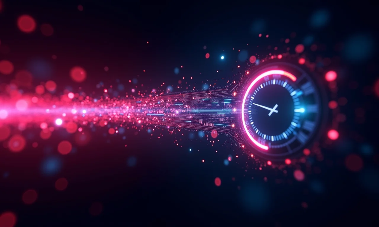 Visualização abstrata da velocidade de clock e taxa de transferência de dados.