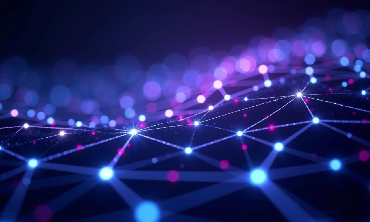 Visualização abstrata de rede blockchain interconectada