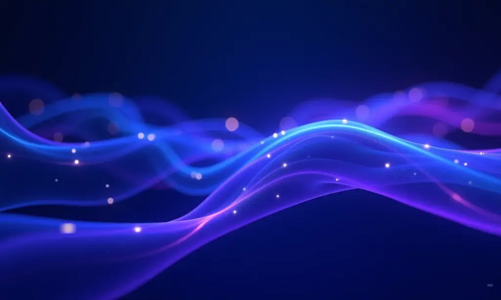 Visualização de dados convergindo para um painel de análise, representando Plausible Analytics.