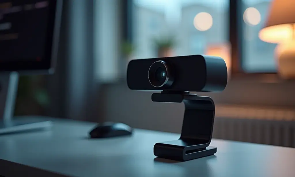 Webcam de alta qualidade em ambiente de trabalho moderno