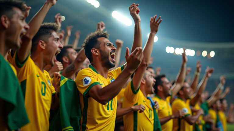 Torcedores brasileiros vibrando em jogo da Libertadores 2026.