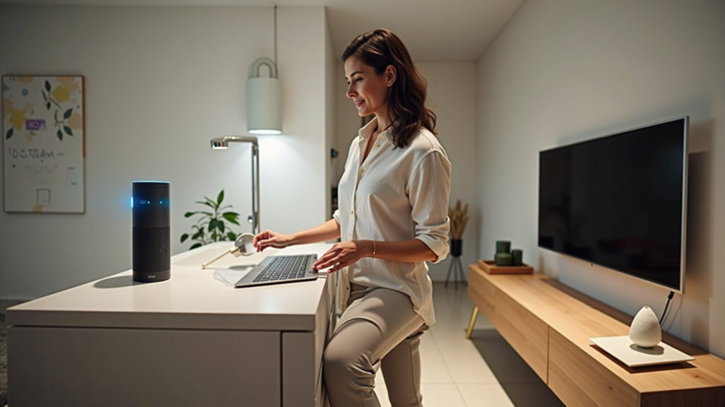 Alexa controlando dispositivos inteligentes por comando de voz.