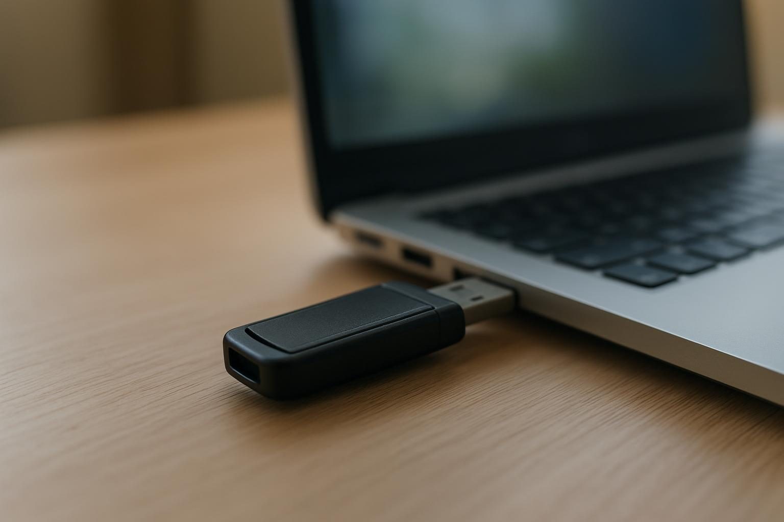 Pendrive conectado ao notebook para instalar Linux